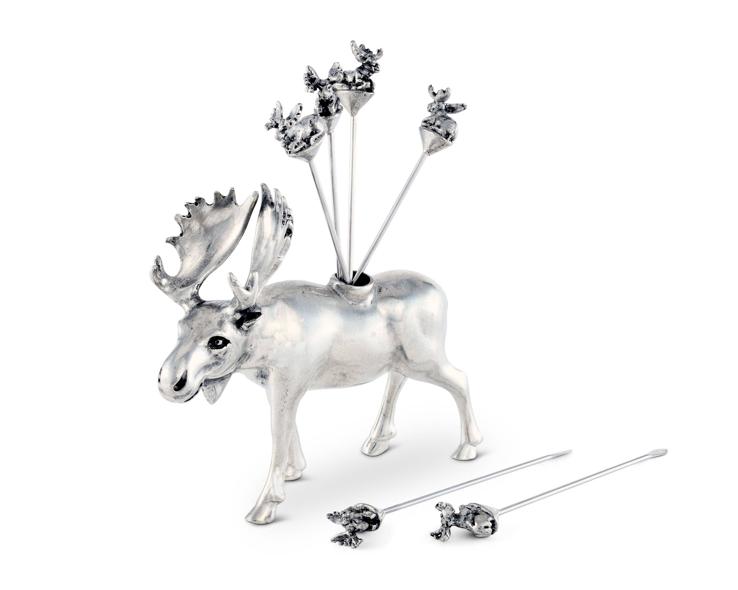Pewter Moose Cheese Pick Set