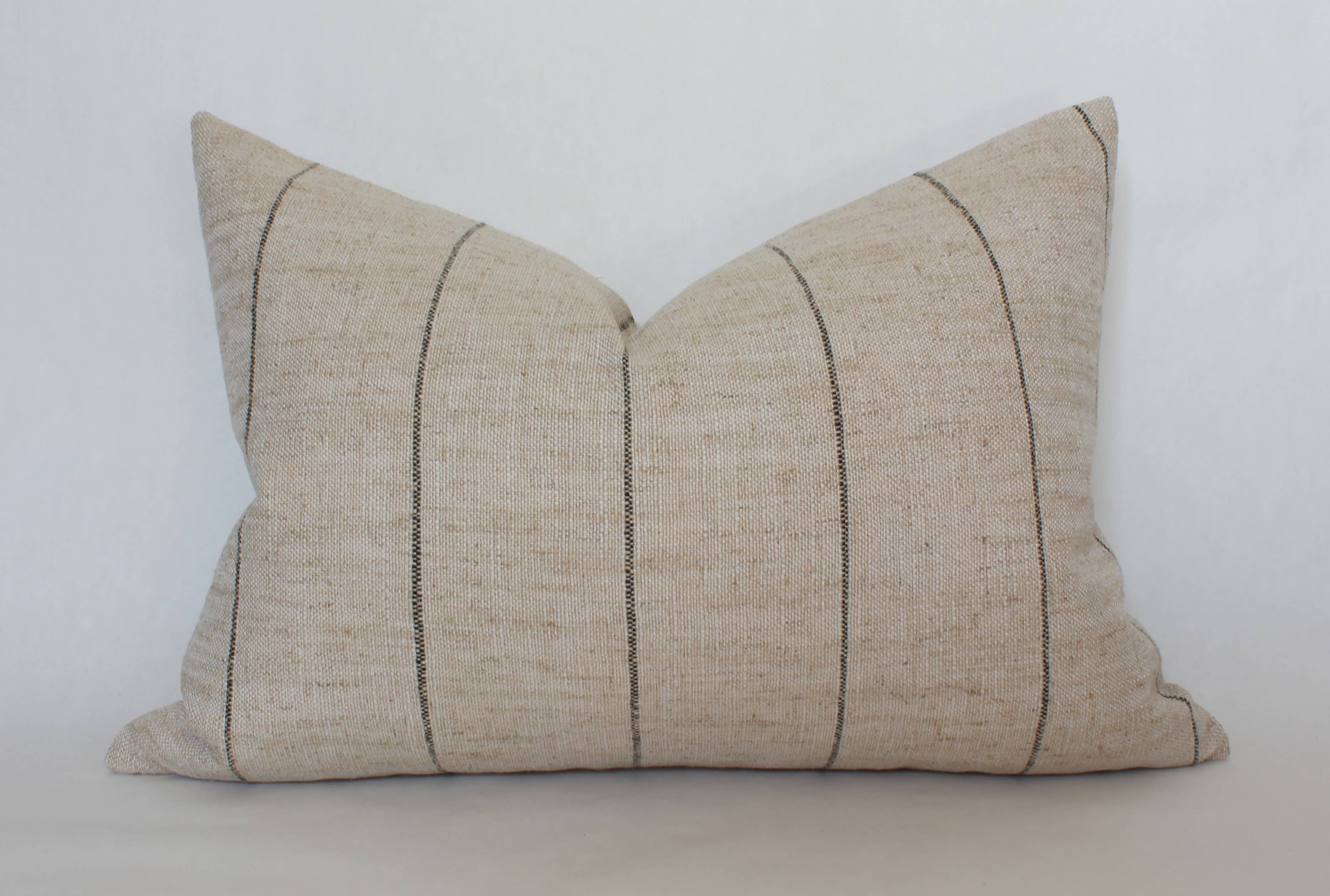 Evans Neutral Striped Throw Pillow