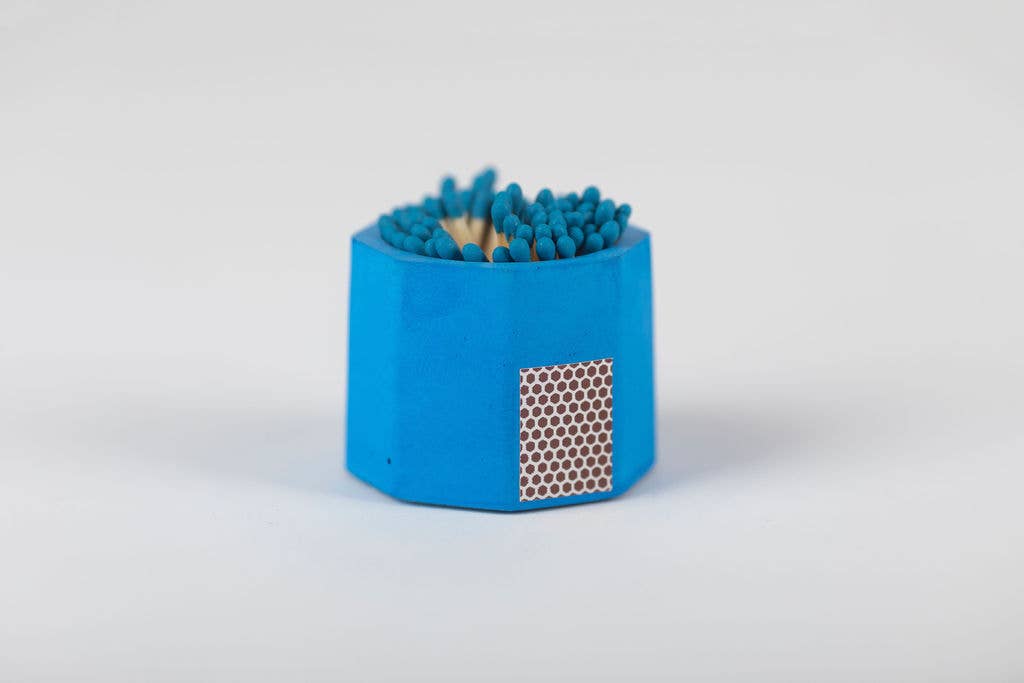 Concrete Match Holder – Modern Design with 2-Inch Safety Matches: Navy