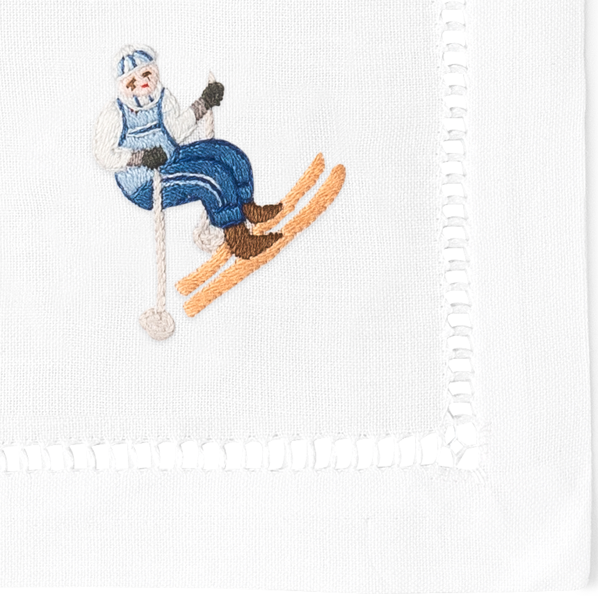 Skiers Cocktail Napkins - Mixed Set of 4