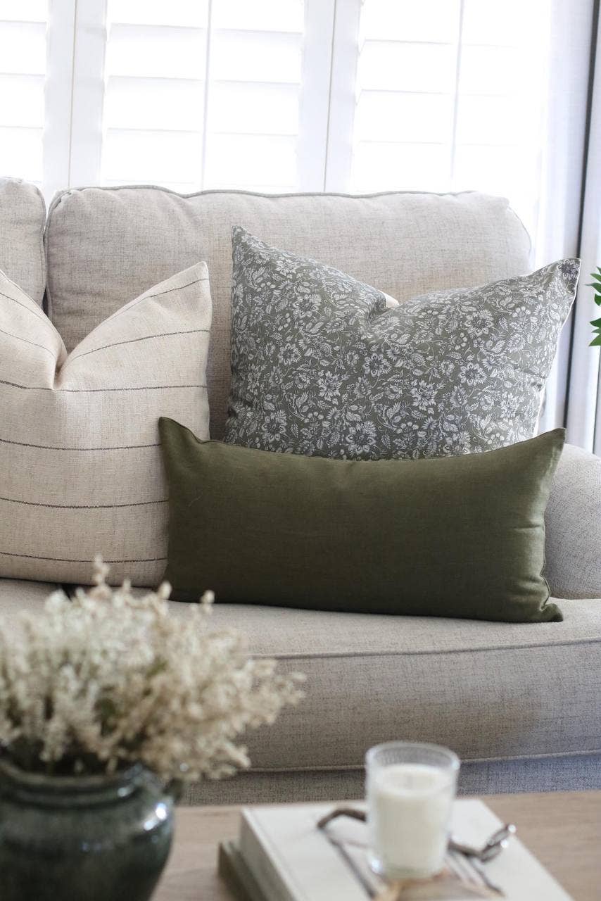 Evans Neutral Striped Throw Pillow