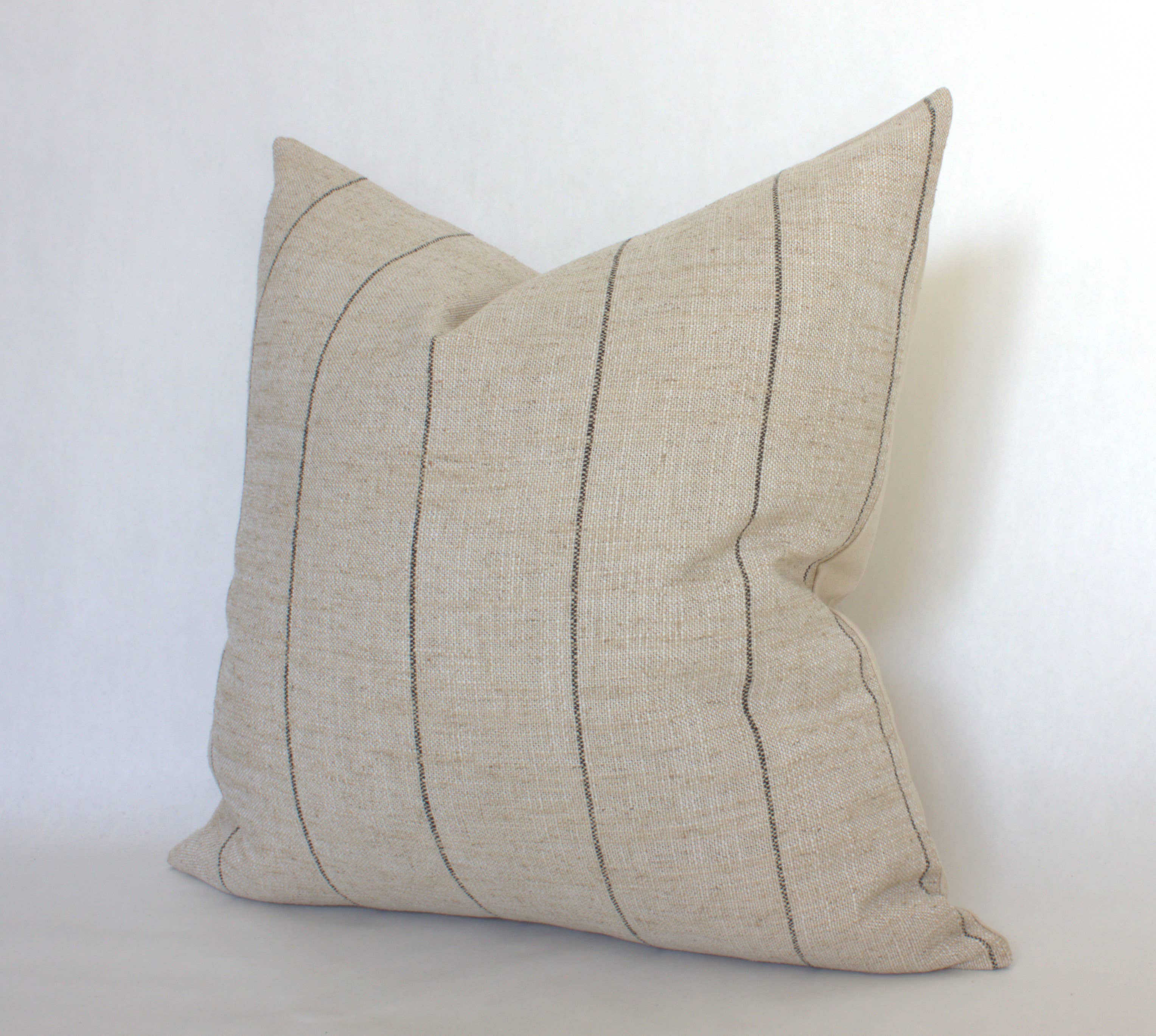 Evans Neutral Striped Throw Pillow