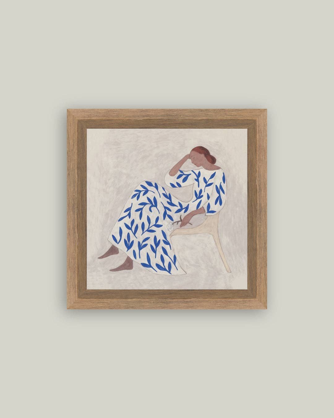 Thoughtful Woman in Blue: 8X8
