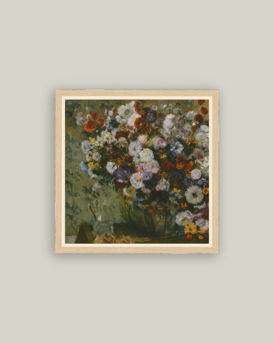 Bright Bouquet Framed Antique Art: 8x8