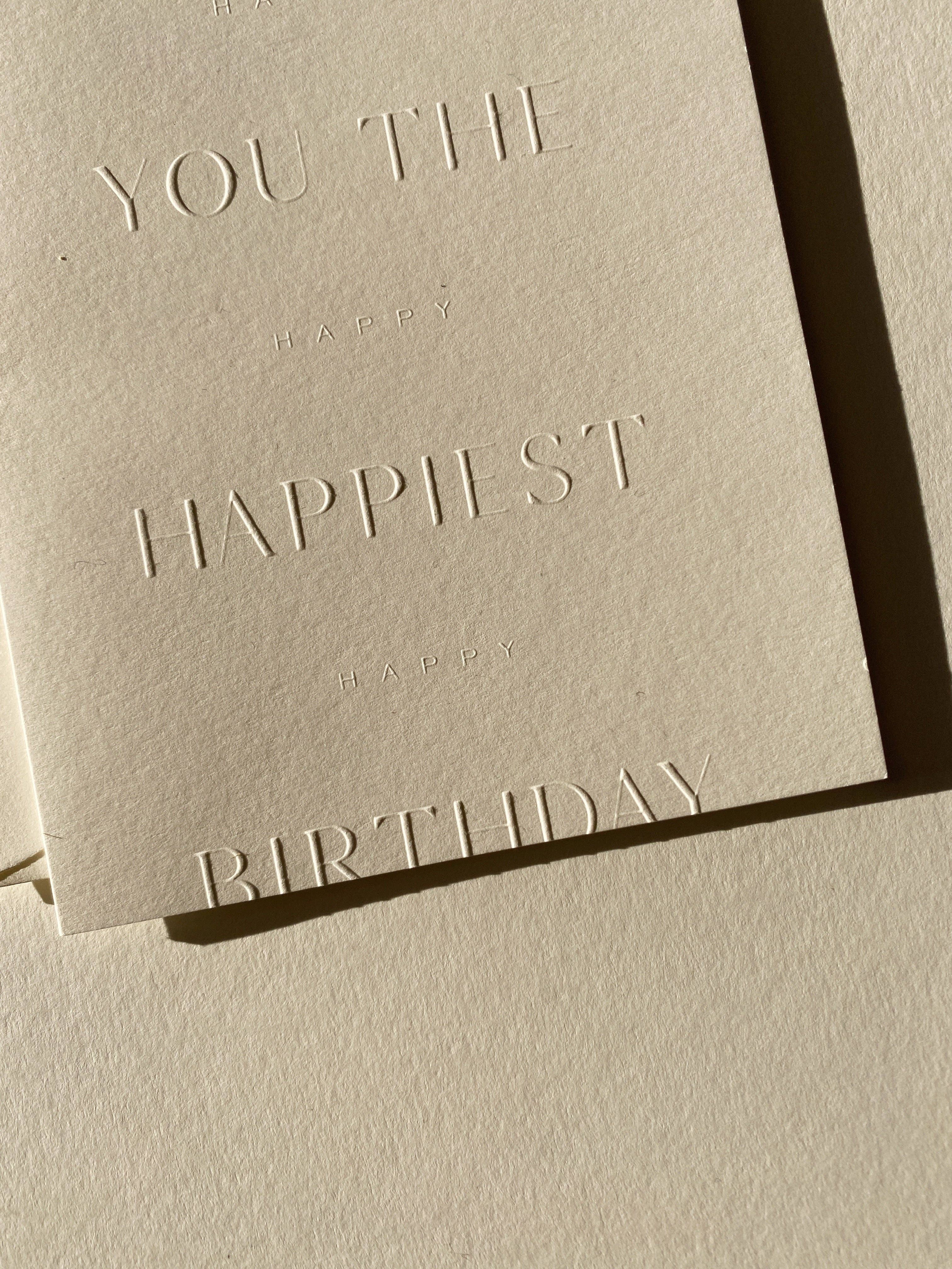 "Happy Birthday" Greeting Card - Beige