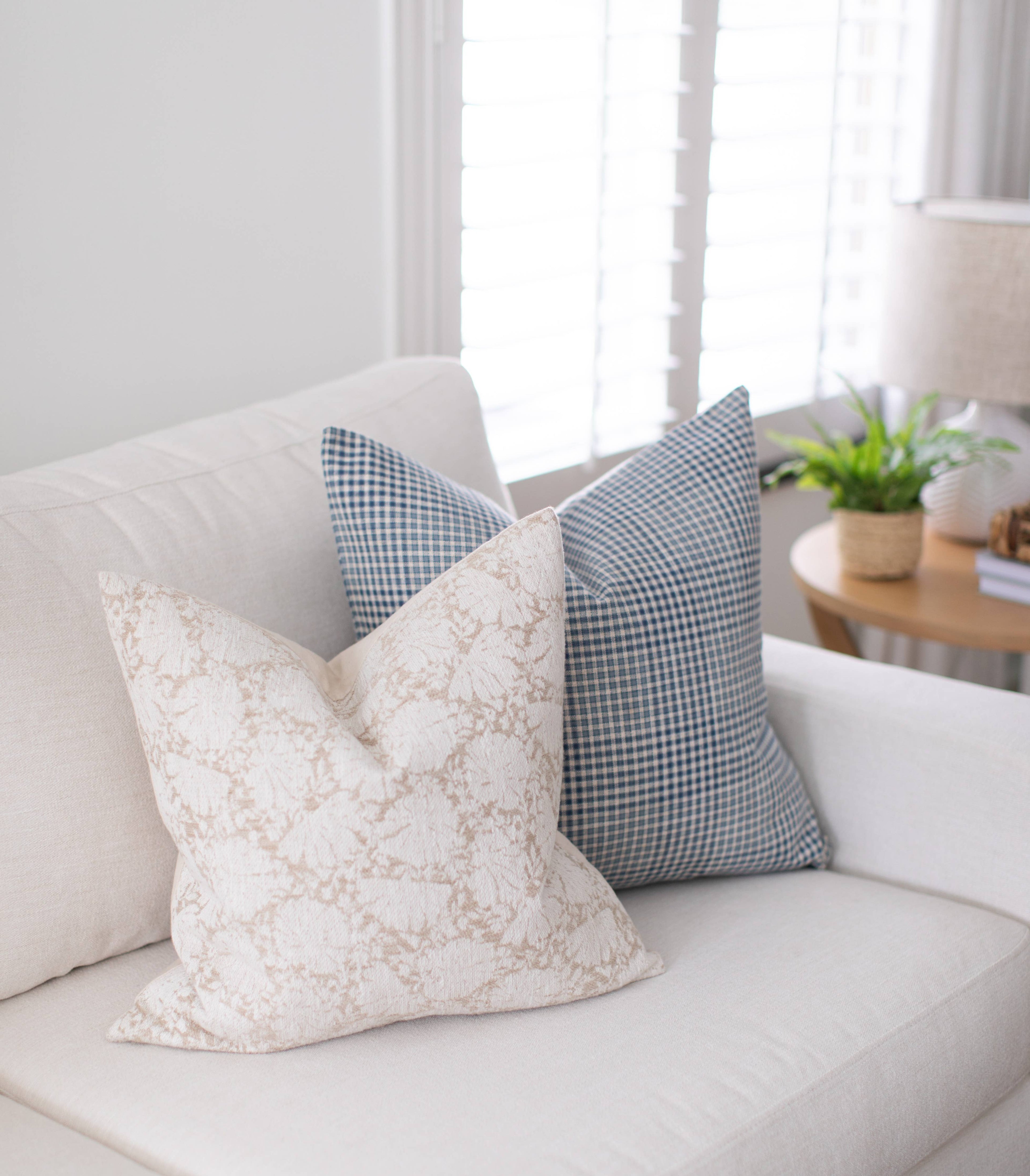 Olin Blue Gingham Lumbar Throw Pillow