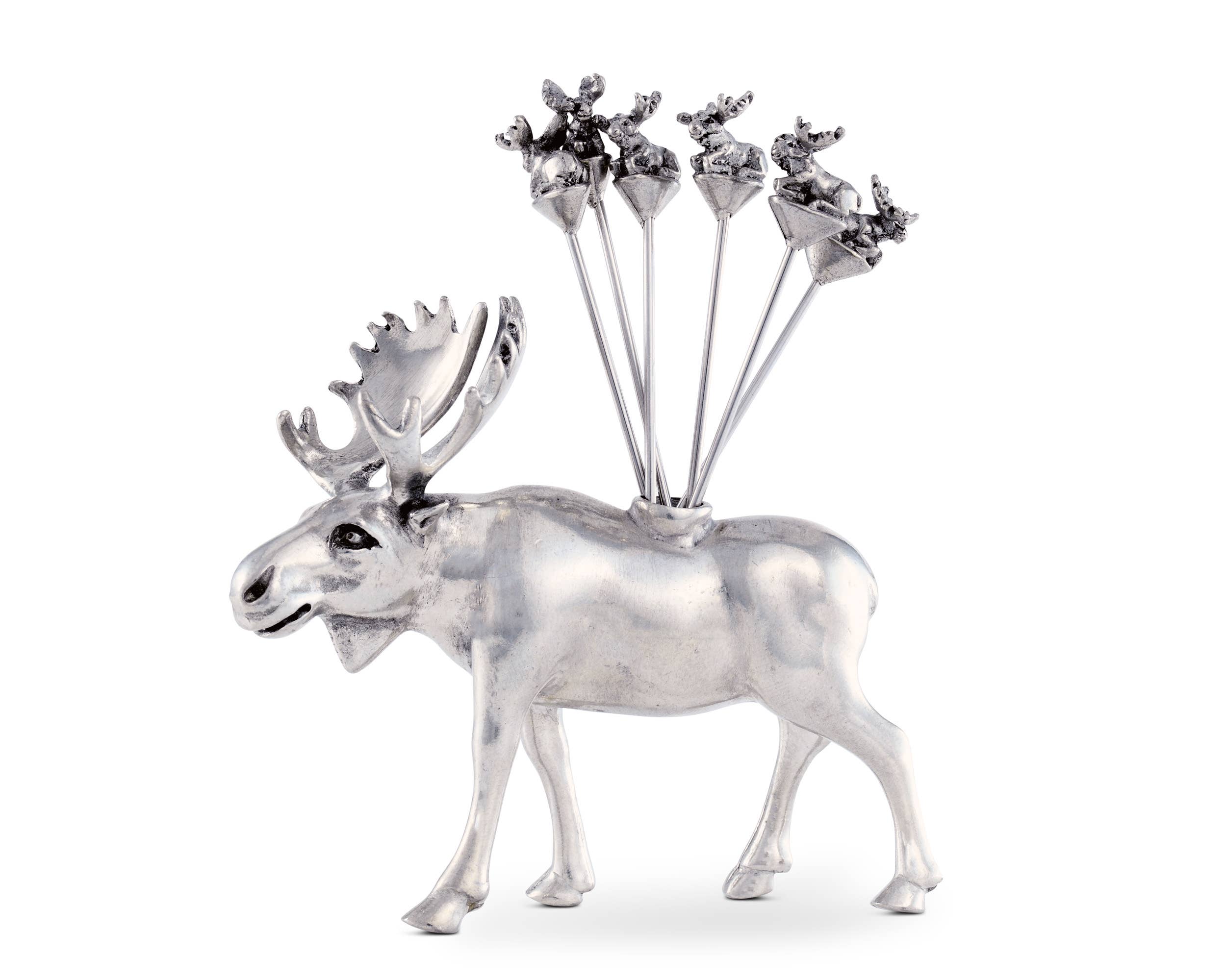 Pewter Moose Cheese Pick Set