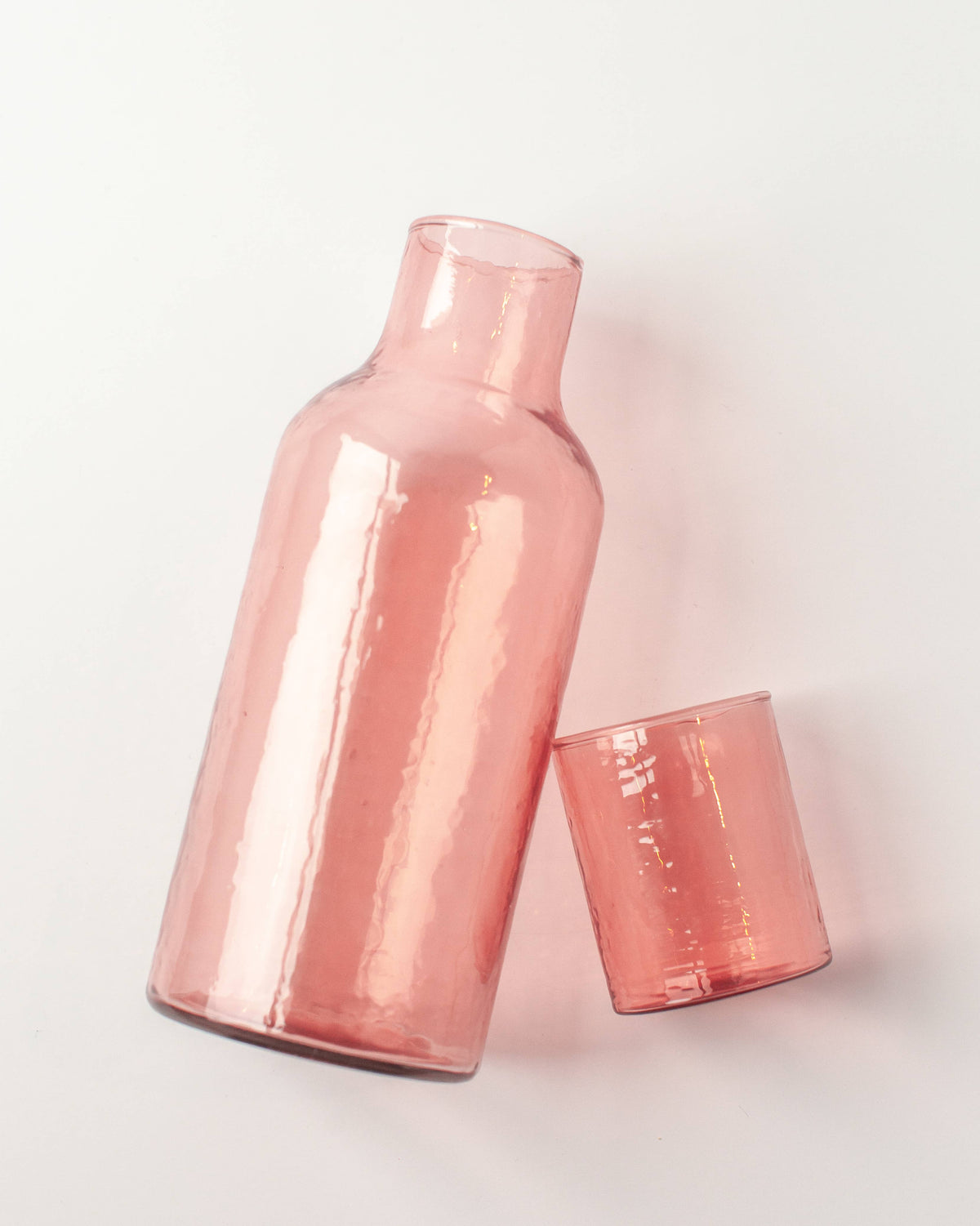 Handblown Hammered Glass Carafe: Smoke