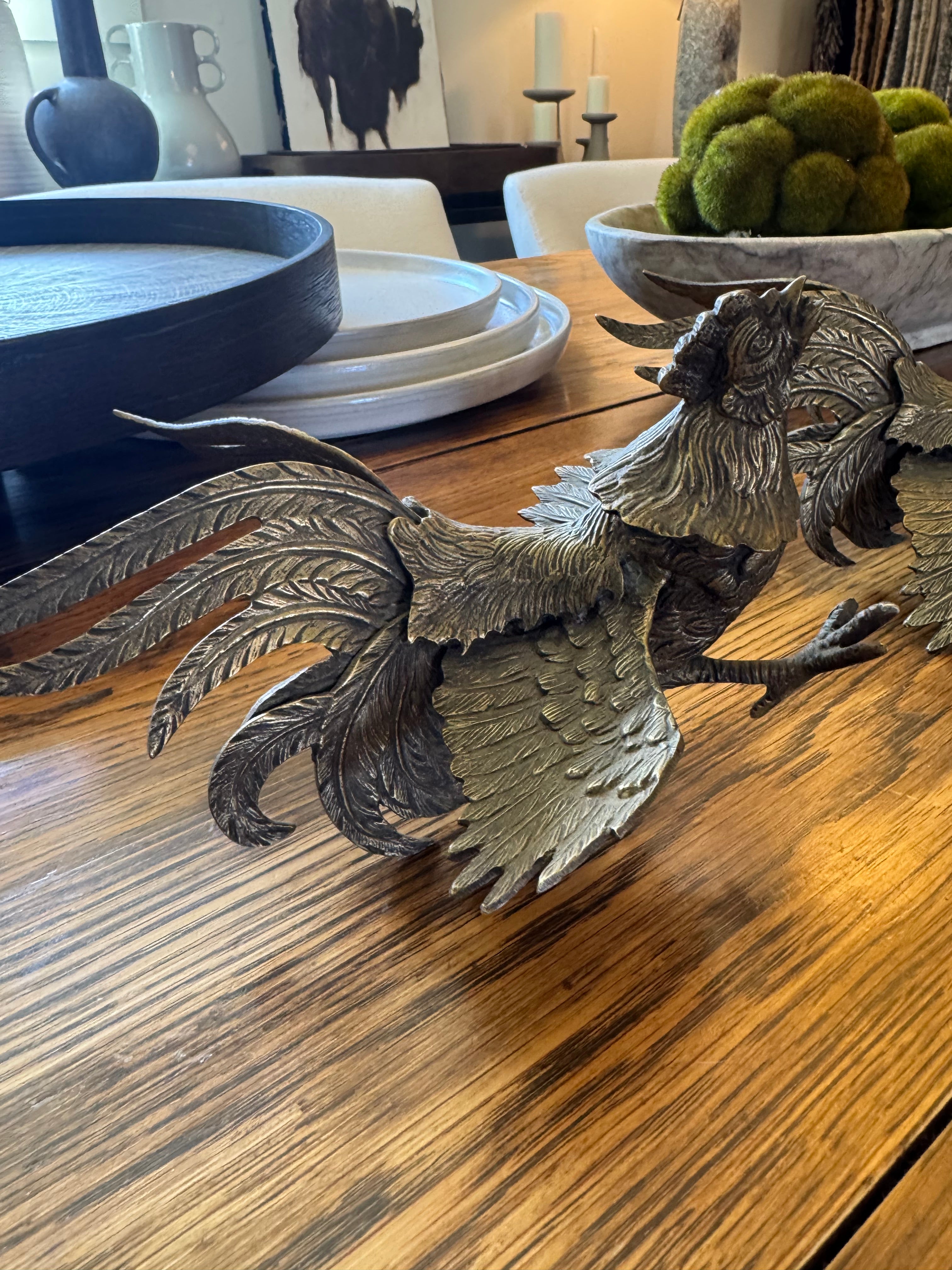 Pair of Brass Gamecocks