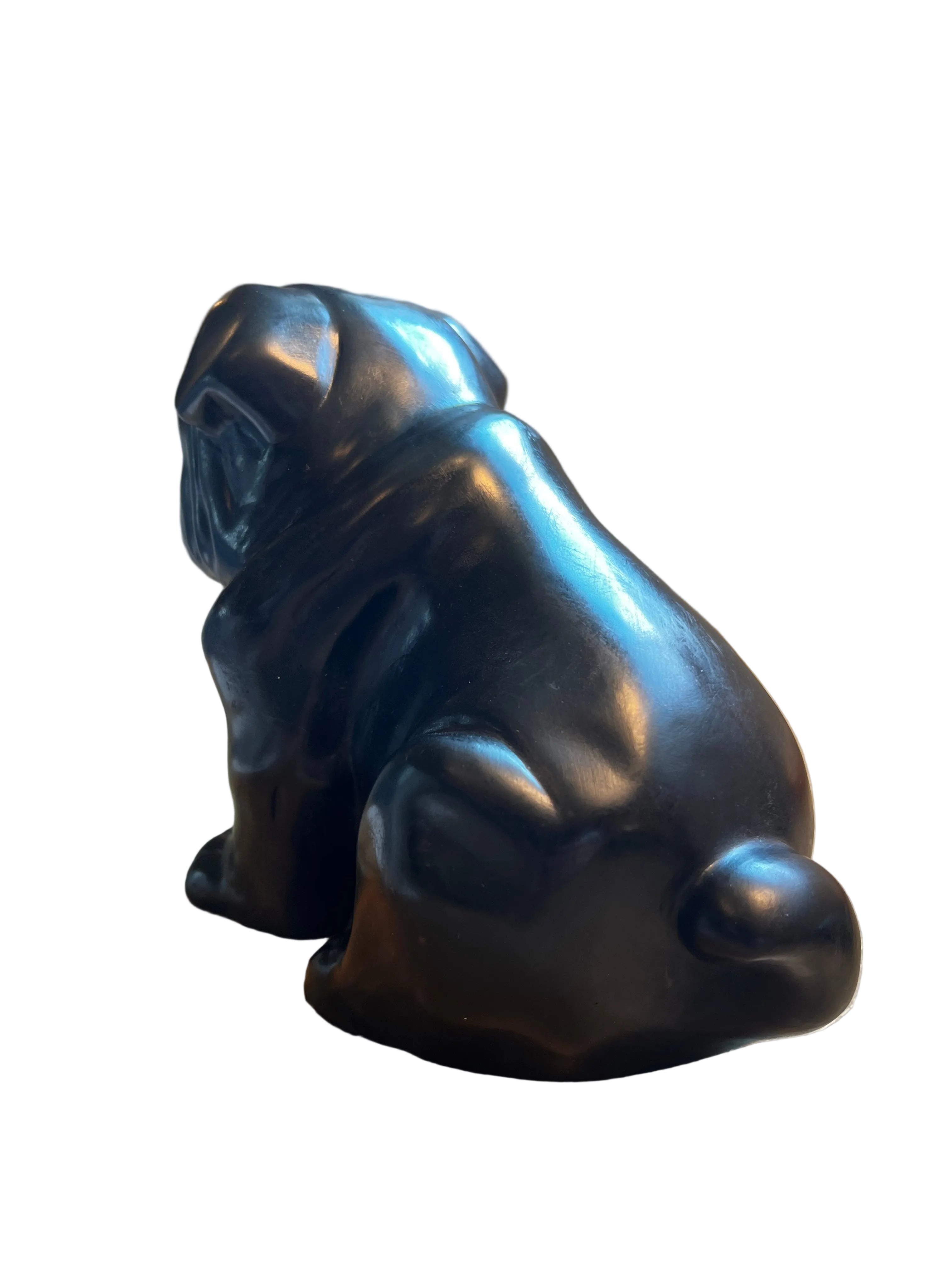 Black Resin Bulldog Sculpture