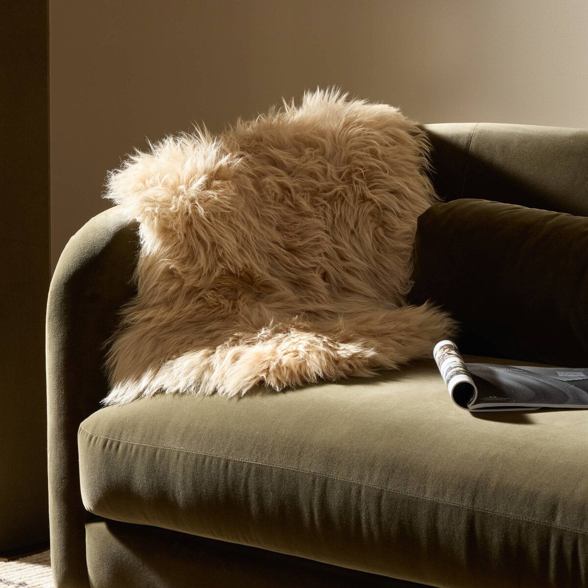 Beige Lalo Lambskin Throw