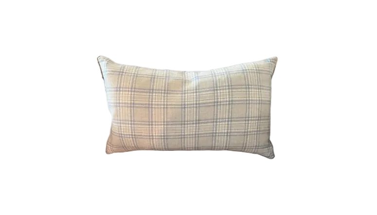 Plaid Wool & Velvet Throw Pillow