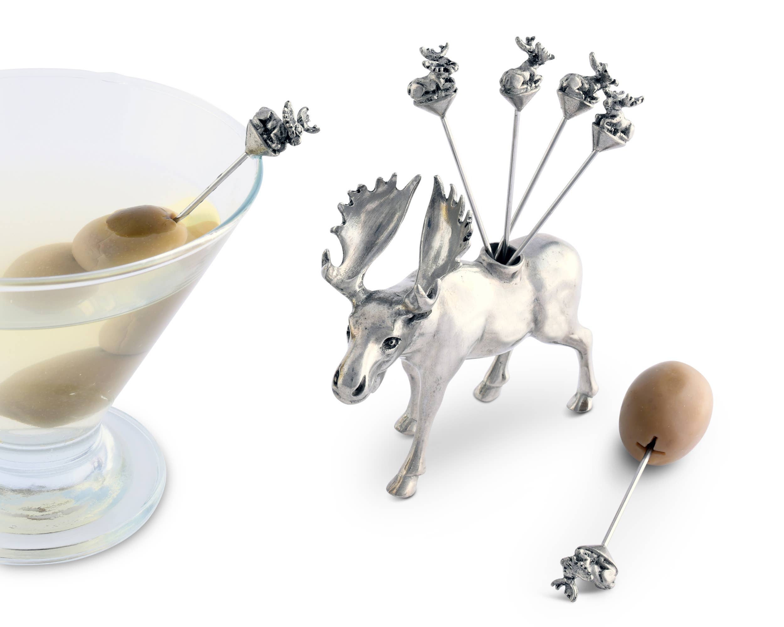 Pewter Moose Cheese Pick Set