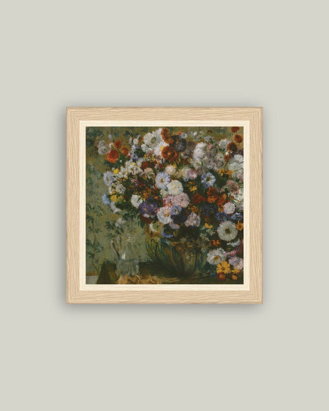 Bright Bouquet Framed Antique Art: 8x8