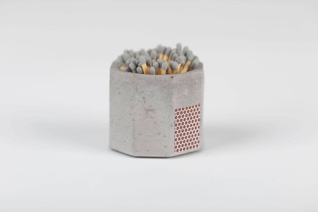 Concrete Match Holder – Modern Design with 2-Inch Safety Matches: Navy