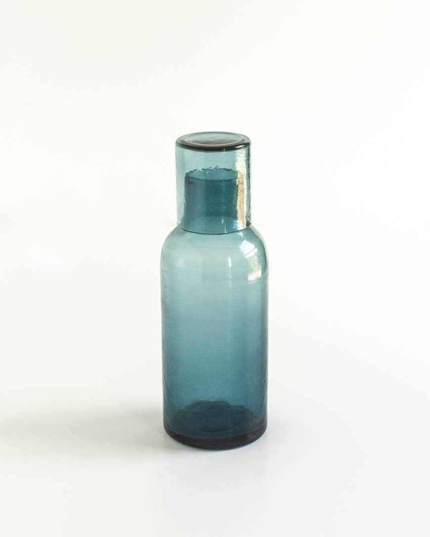 Handblown Hammered Glass Carafe: Smoke