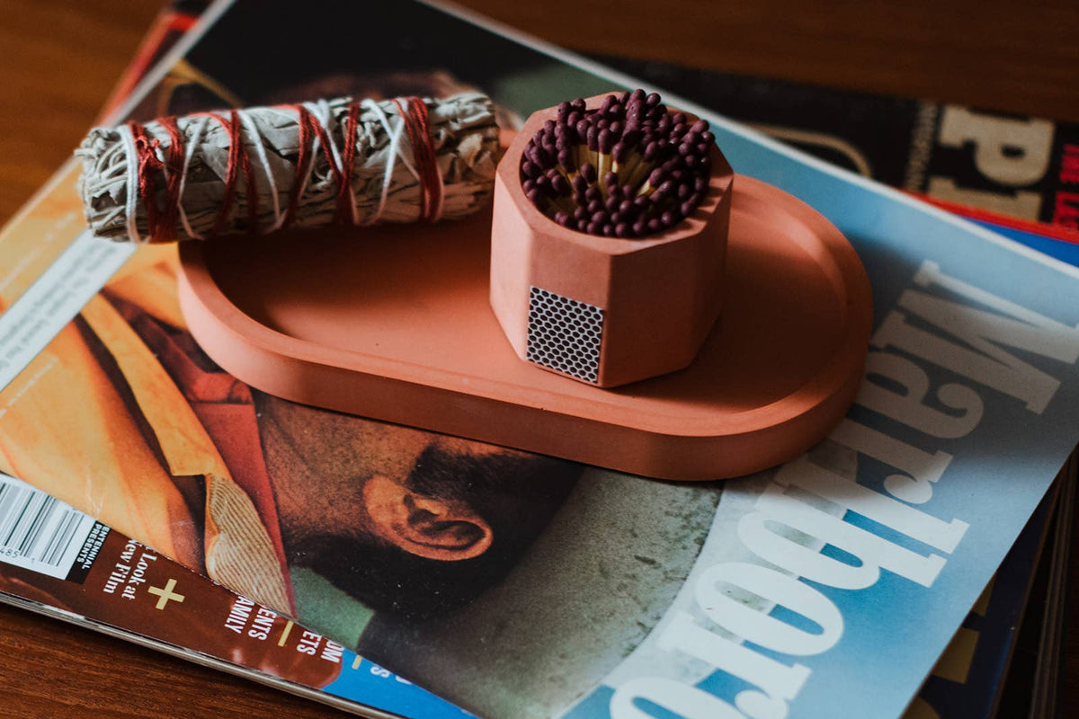 Concrete Candle Tray – Colored Base for Candle Display & Styling: Navy