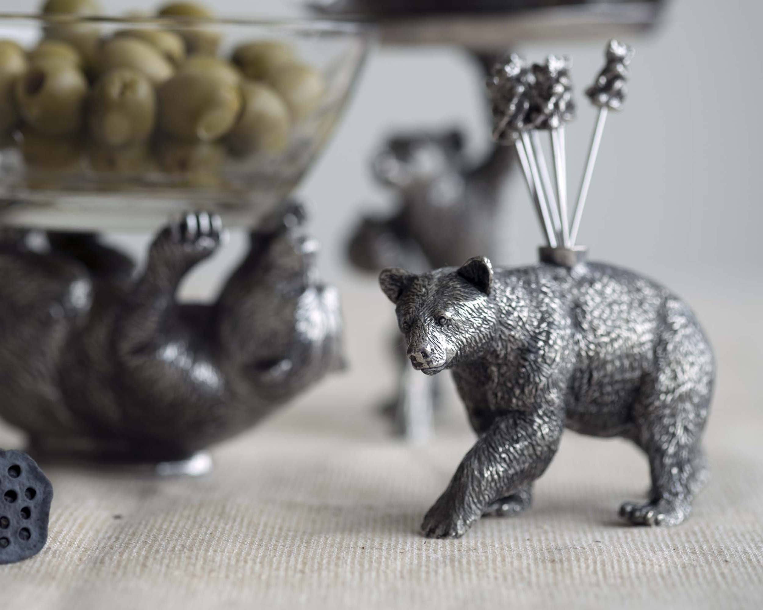 Pewter Black Bear Cheese Picks
