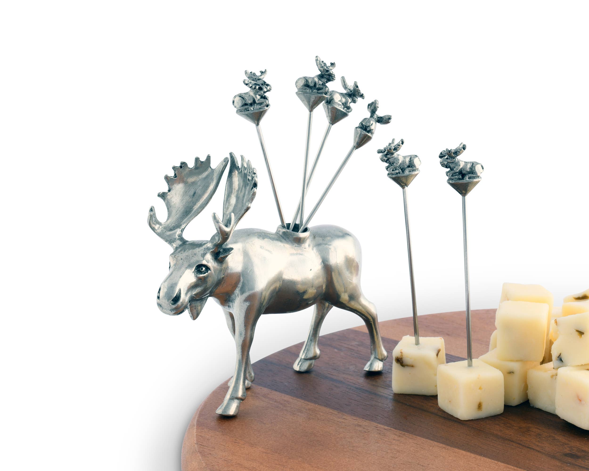 Pewter Moose Cheese Pick Set