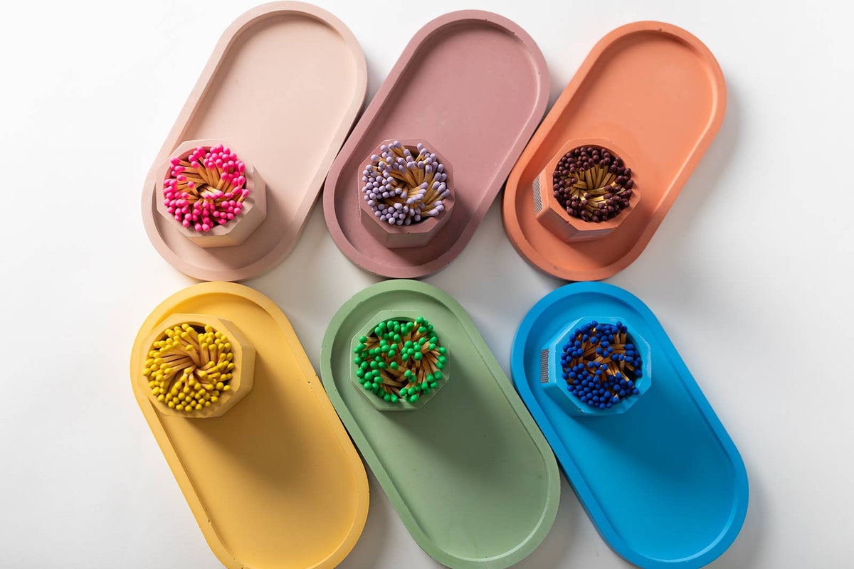 Concrete Candle Tray – Colored Base for Candle Display & Styling: Navy