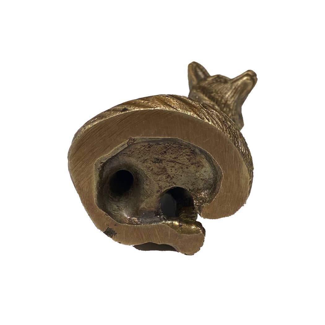 Solid Brass Sitting Fox Figurine