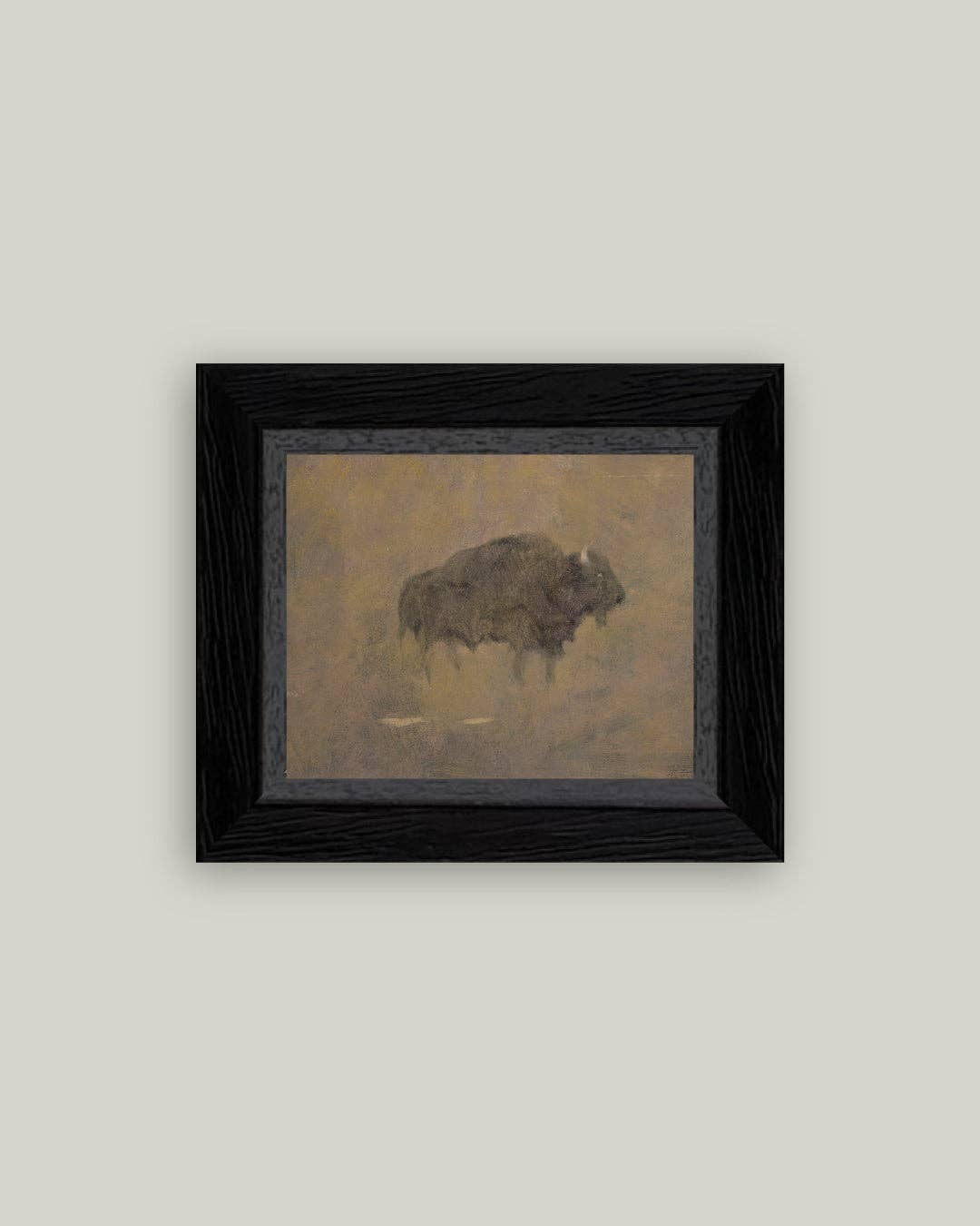 Buffalo in a Sandstorm Framed Antique Art