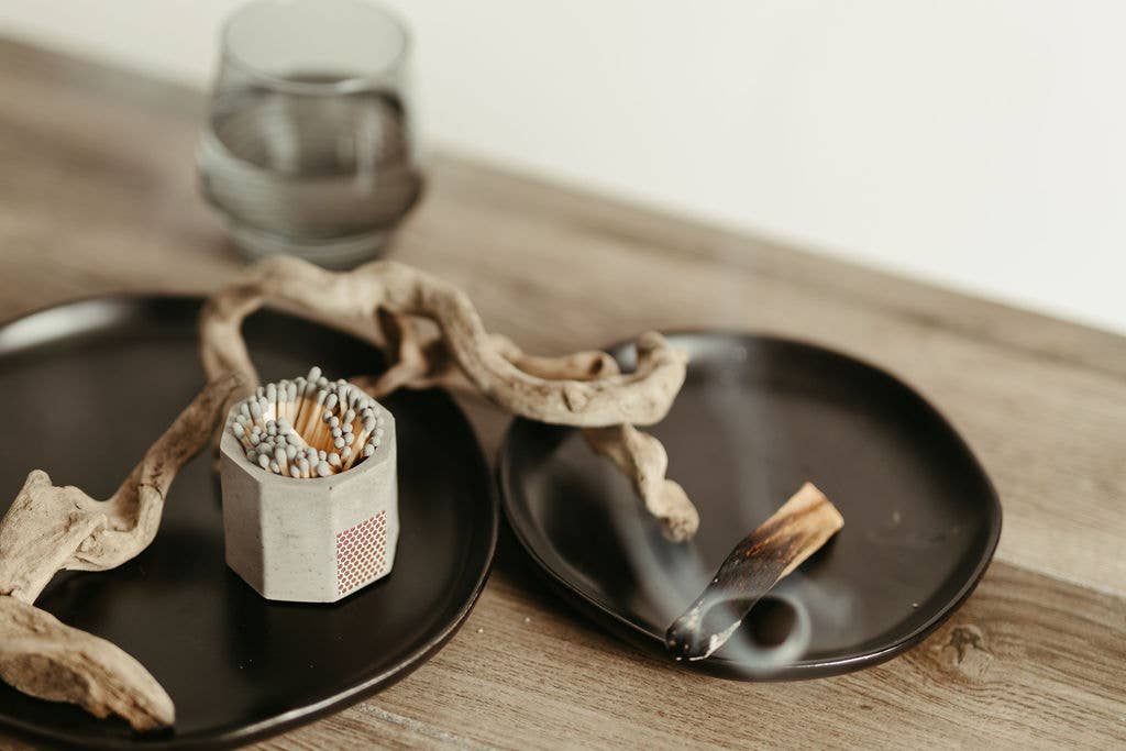 Concrete Match Holder – Modern Design with 2-Inch Safety Matches: Navy