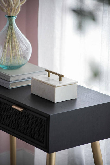 Minimal Box White Marble With Brass Handle