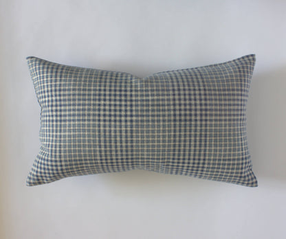 Olin Blue Gingham Lumbar Throw Pillow