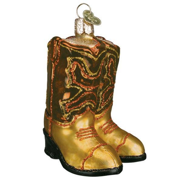 Brown Pair Of Cowboy Boots Ornament: 32494 / 12_10_6_12.5_L / 3.5 X 2.5 X 2.5