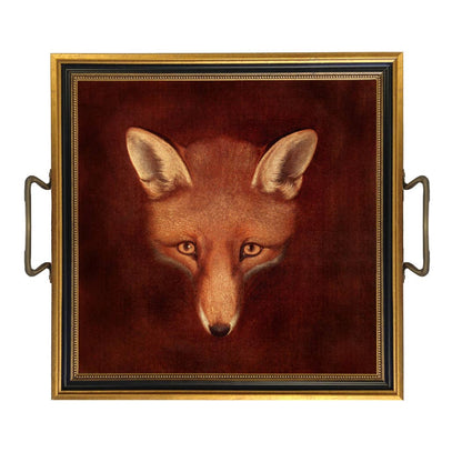 Fox Head Tray with Brass Handles