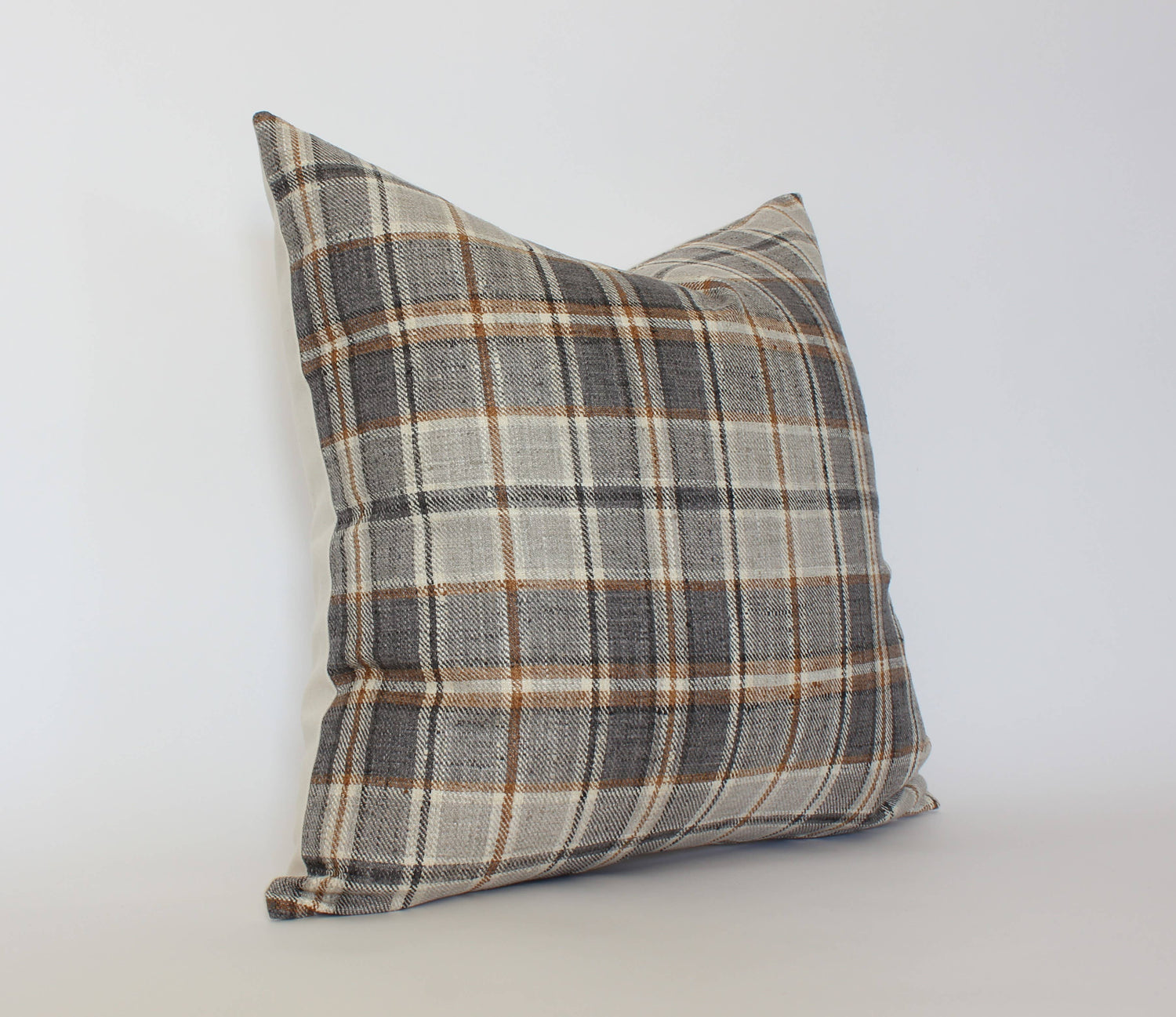 Nolan Brown Plaid Throw Pillow