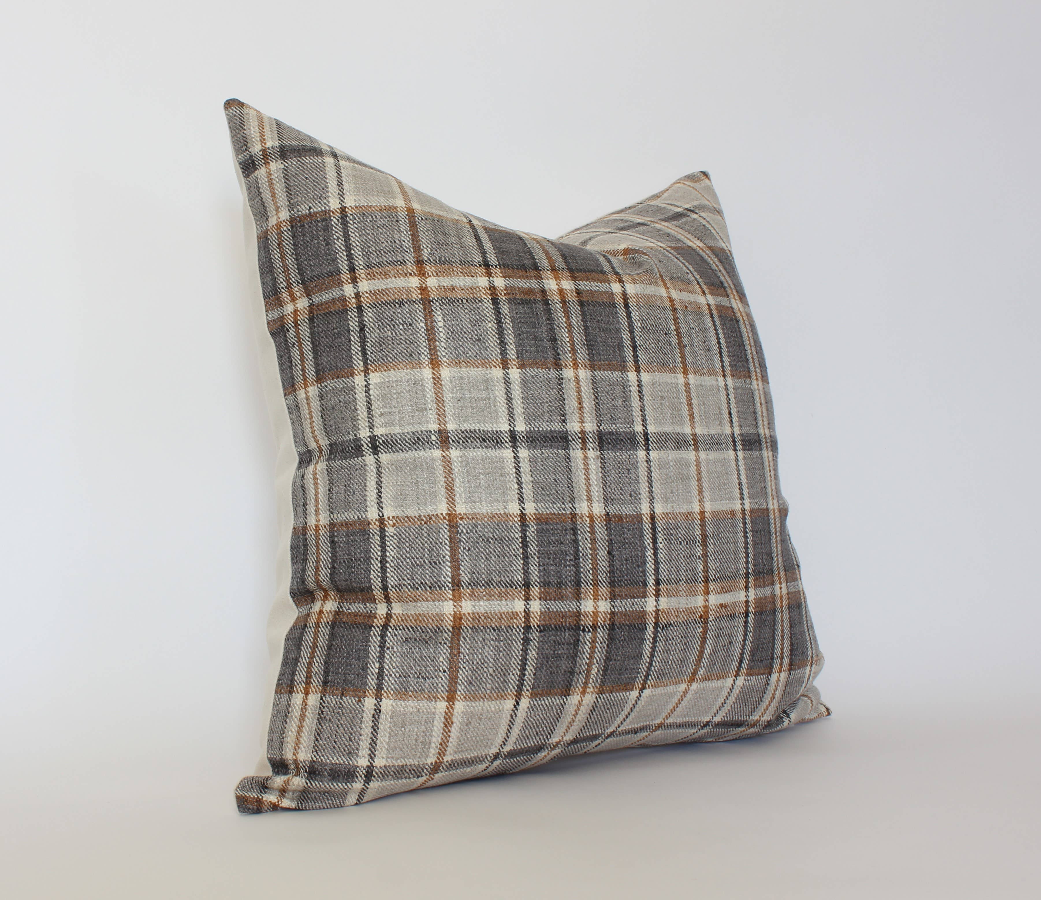 Nolan Brown Plaid Throw Pillow