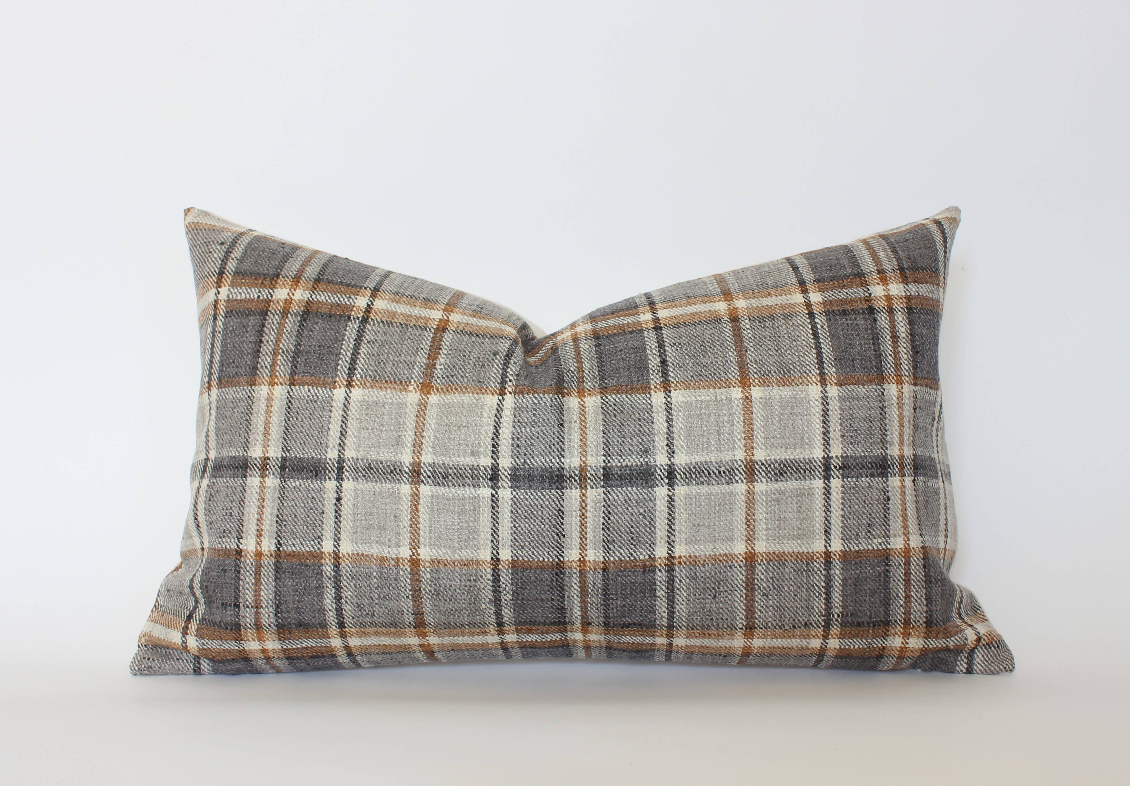 Nolan Brown Plaid Throw Pillow