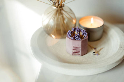 Concrete Match Holder – Modern Design with 2-Inch Safety Matches: Navy