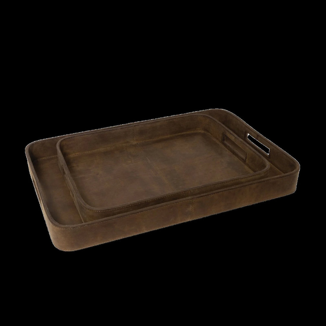 Derby Rectangle Leather Tray Set