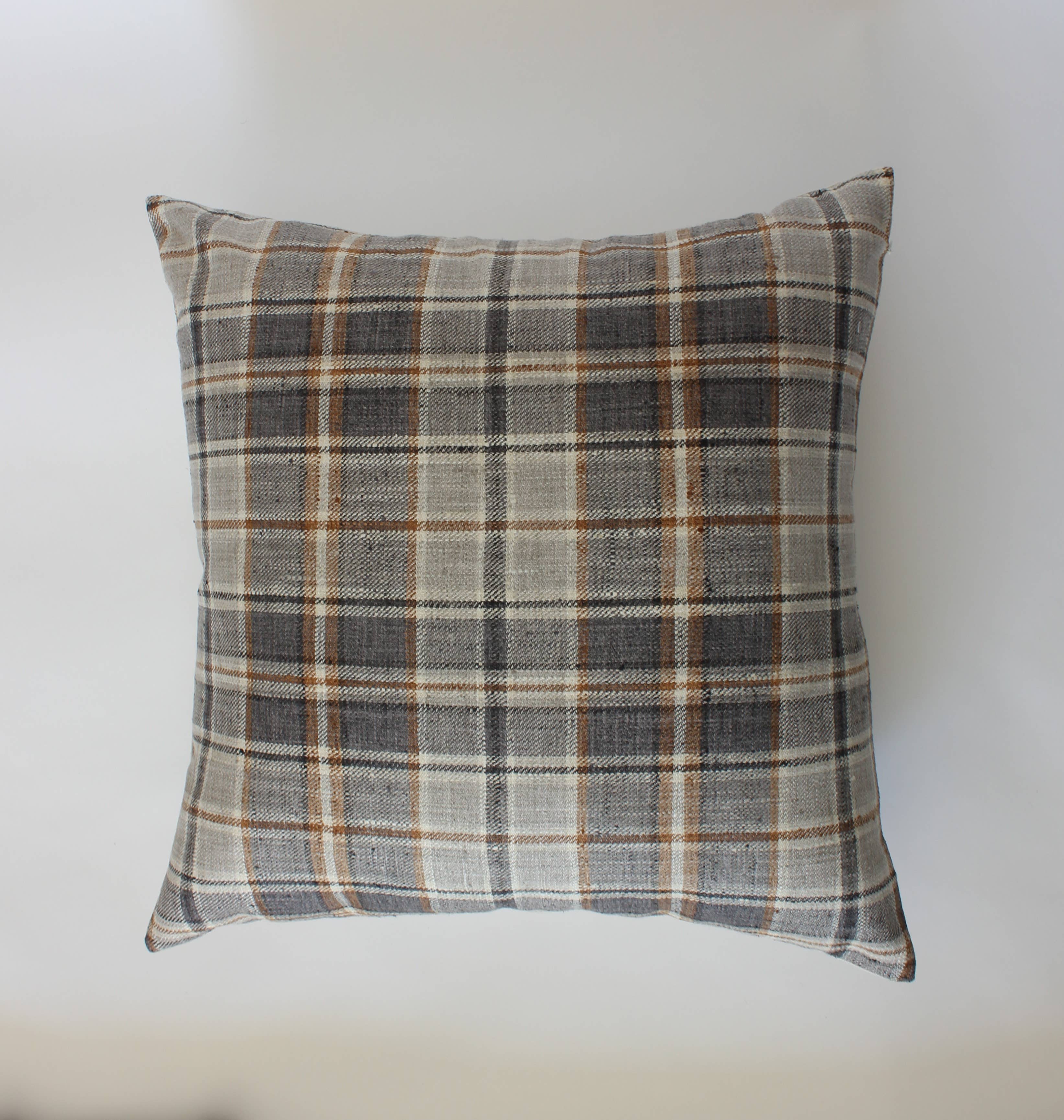 Nolan Brown Plaid Throw Pillow