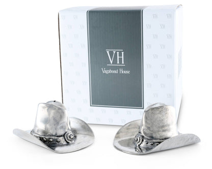 Pewter Cowboy Hat Salt &amp; Pepper Set