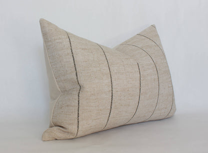 Evans Neutral Striped Throw Pillow