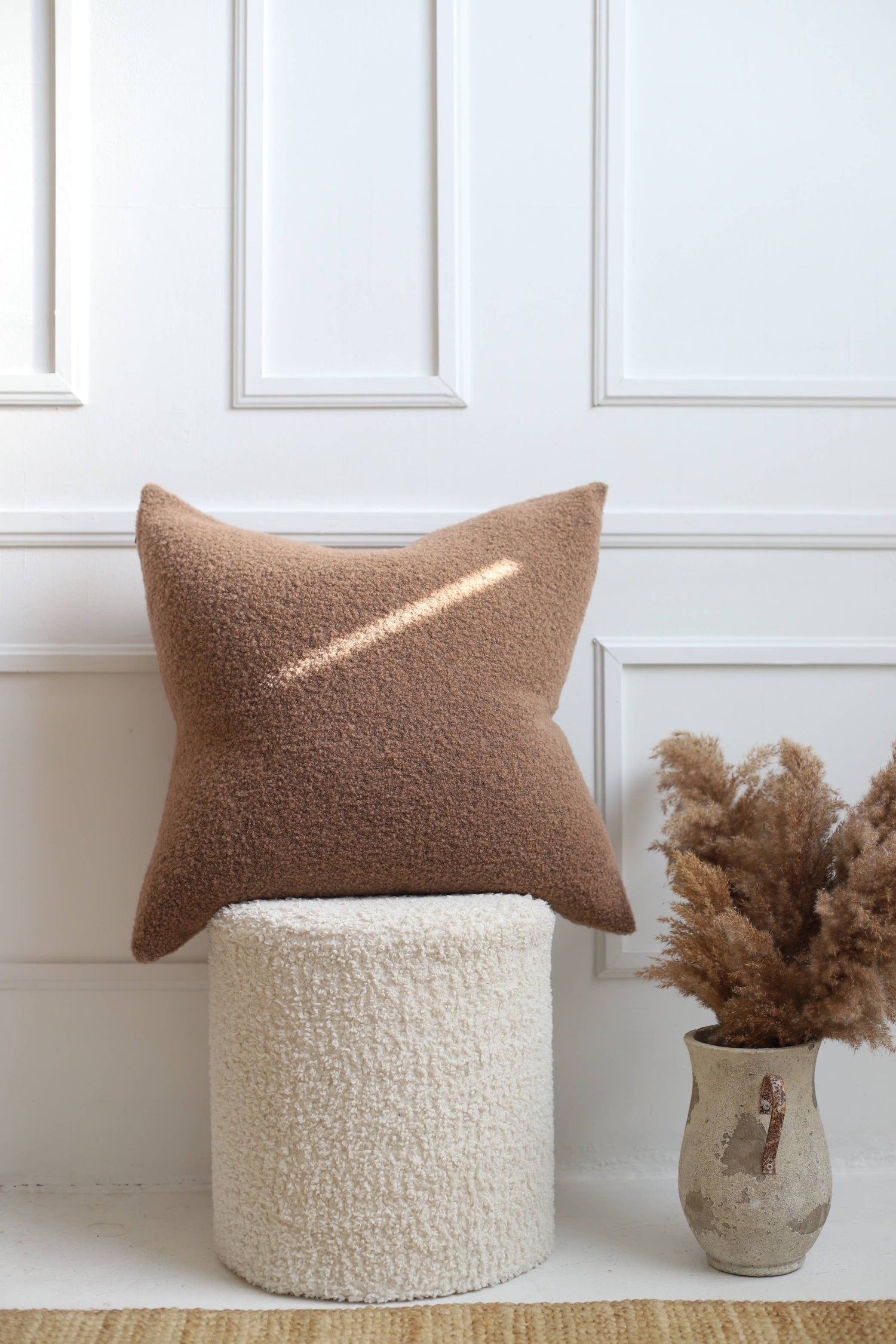 Baldwin Wool Pillow - Brown Boucle