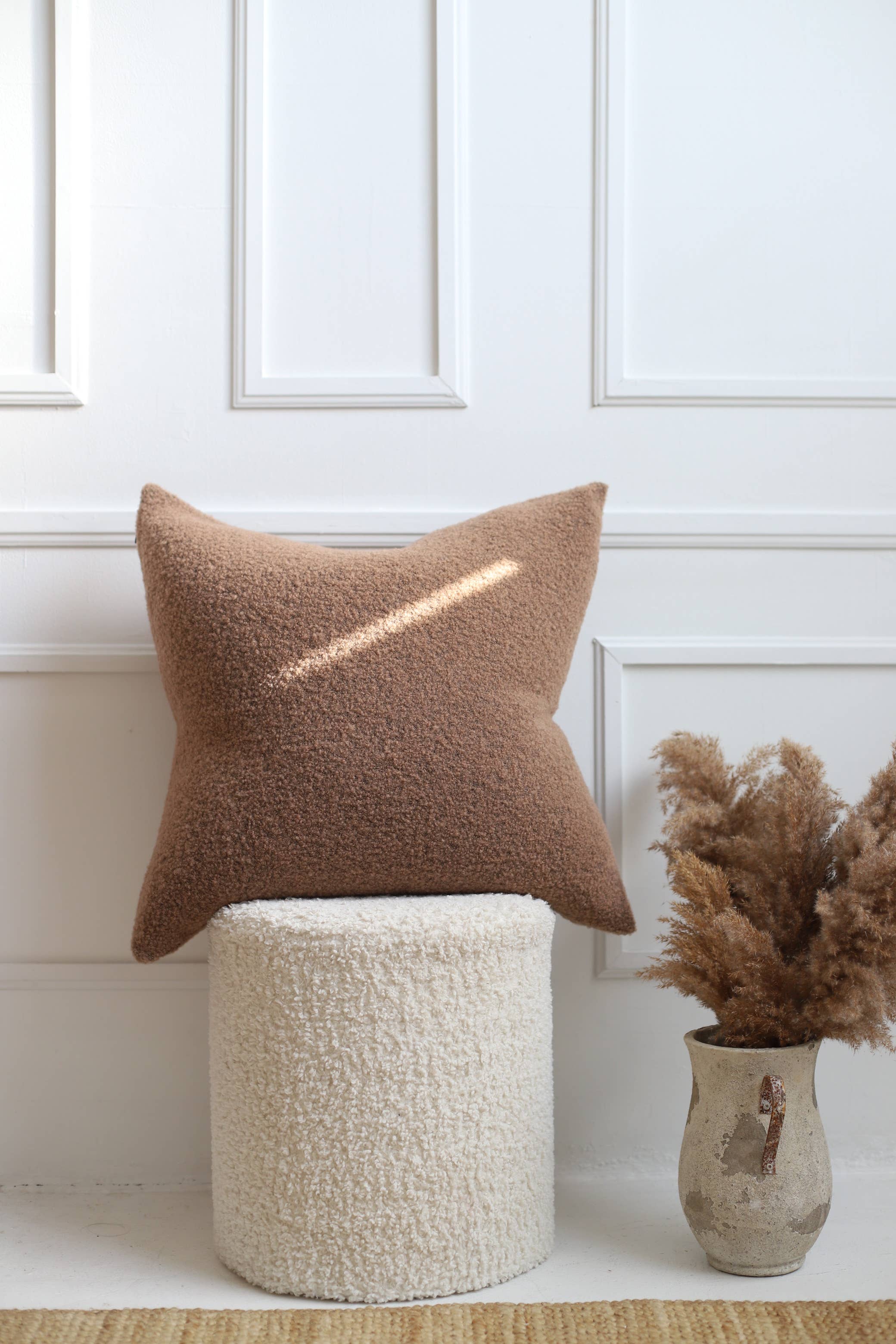 Baldwin Wool Pillow - Brown Boucle