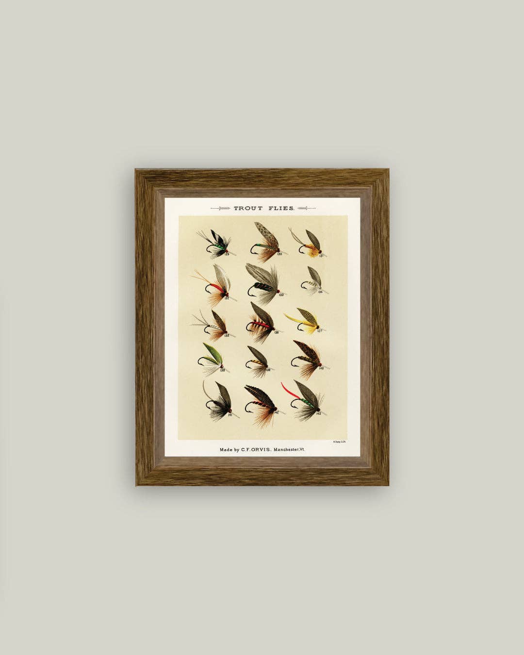 Trout Flies Framed Antique Art