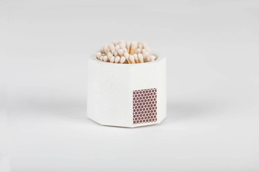 Concrete Match Holder – Modern Design with 2-Inch Safety Matches: All Black