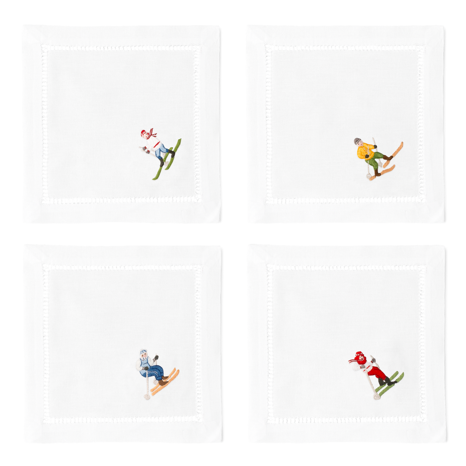Skiers Cocktail Napkins - Mixed Set of 4