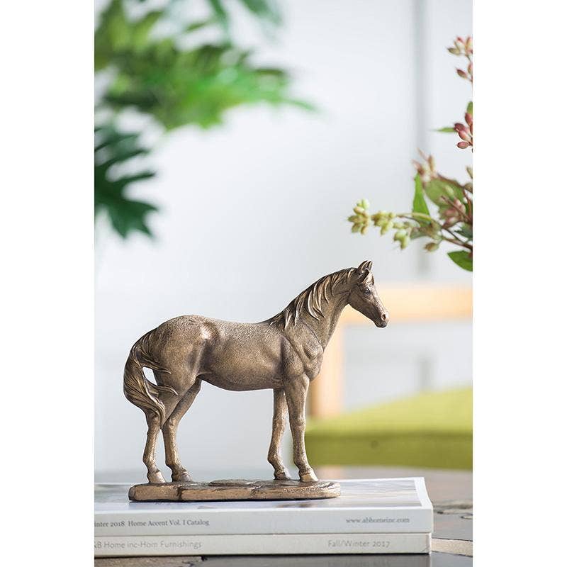 Rustic Polyresin Standing Horse Statue