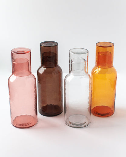 Handblown Hammered Glass Carafe: Smoke