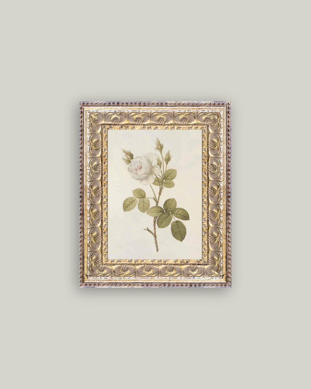 Misty Rose Framed Antique Art: 12x16