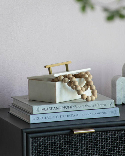 Minimal Box White Marble With Brass Handle