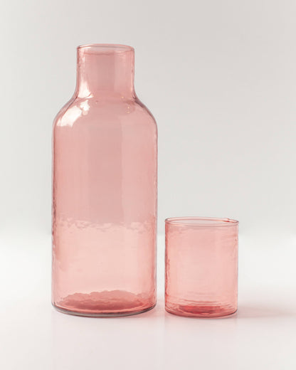 Handblown Hammered Glass Carafe: Smoke