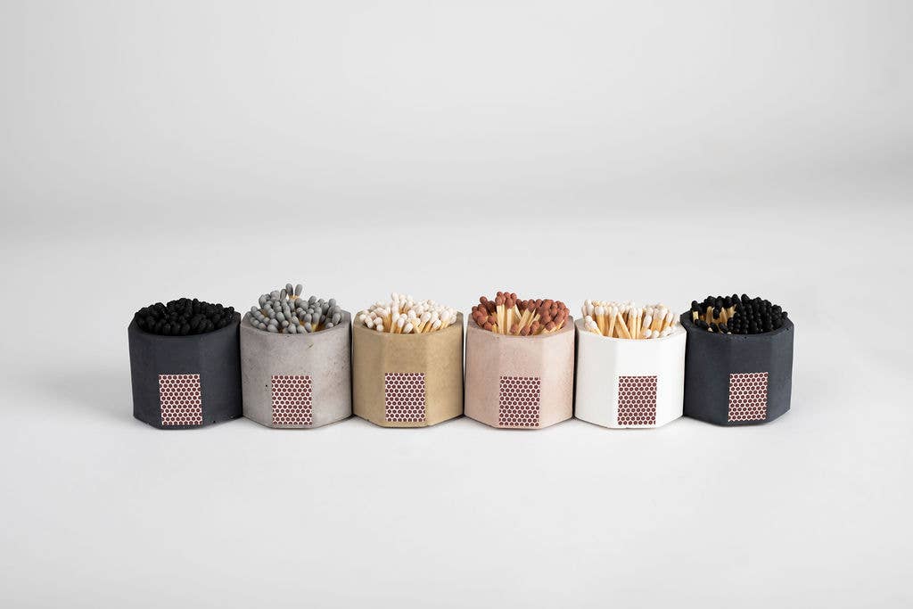 Concrete Match Holder – Modern Design with 2-Inch Safety Matches: Brown